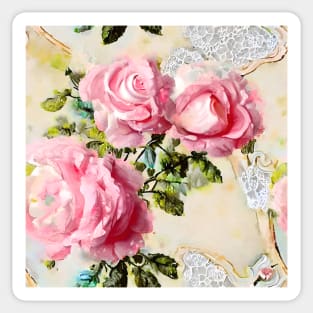 French roses and lace watercolor Sticker